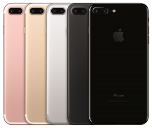 Das Apple iPhone 7 Plus LineUp - Gruppenfoto der erhältlichen Farben des iPhone 7 Plus