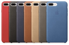 Das Apple iPhone 7 Plus Lederhüllen-Lineup - Gruppenfoto der erhältlichen Farben