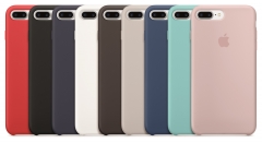 Das Apple iPhone 7 Plus Silikonhüllen-Lineup - Gruppenfoto von den erhältlichen Farben der Silikon-Schutzhüllen für das Apple iPhone 7 Plus