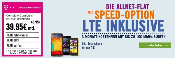 Phone House Telekom Allnet Flat mit Speed Option LTE inklusive