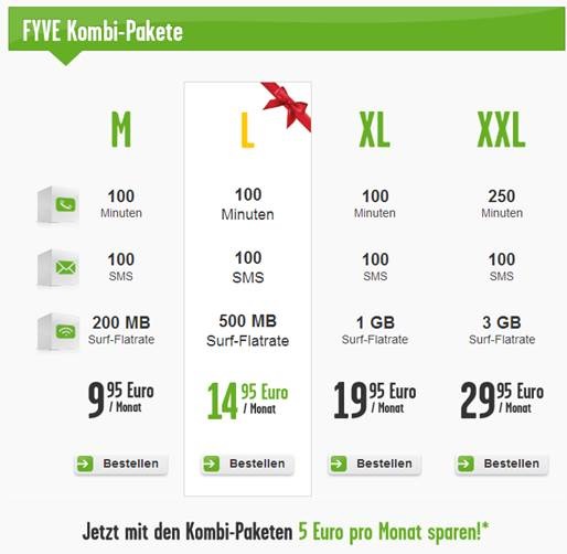 Neue Kombi-Tarife bei FYVE mit 5 Euro Sparvorteil