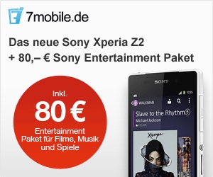 Das neue Sony Xperia Z2 inklusive 80 Euro Sony Entertainment Paket bei 7mobile