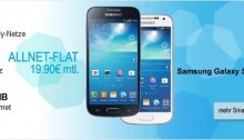 Bei Phone House das Samsung Galaxy S4 mini oder S4 mit blau Allnet Flat ab einmalig 1 Euro und 19.90 Euro monatlich!