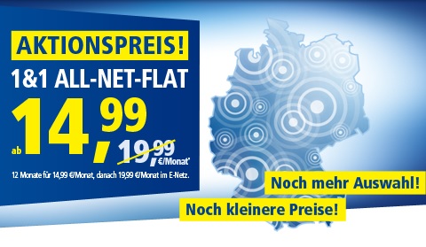 Die 1und1 All-Net-Flat ab 14-99 Euro in E-Netz und D2-Netz Qualität