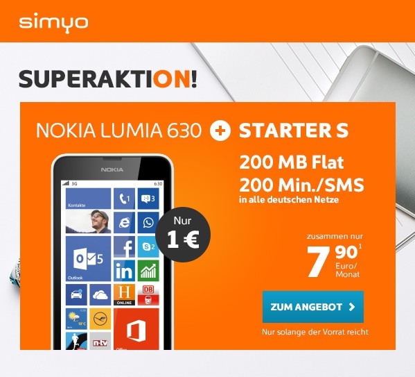 Simyo Superaktion mit dem Nokia Lumia 630 und dem Simyo Starter S