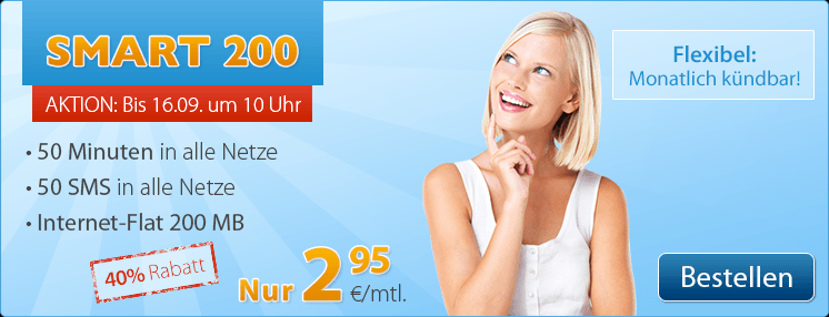 discoPLUS Smartphone-Tarif SMART 200 für nur 2,95 Euro