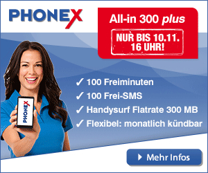 Phonex Smartphone-Tarif All-in 300 plus Wochenendaktion