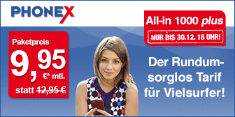 Phonex Silvester-Aktion All-in 1000 plus Smartphone-Tarif