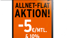 otelo Allnet-Flat Aktion – 5 Euro monatlich sparen und zusätzlich 10 Prozent Online-Vorteil sichern