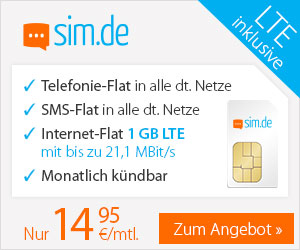 sim.de Aktionsangebot zum Markenstart