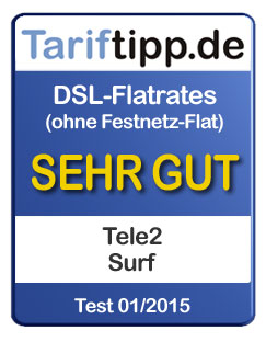 Tariftipp.de Tarifsiegel für DSL-Flatrates ohne Festnetz-Flat von Tele2