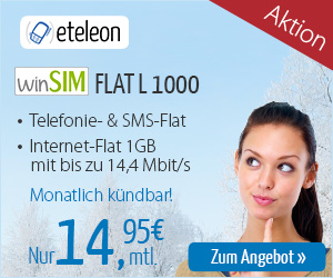 eteleon Smartphone Allnet-Flat Aktionstarif FLAT L 1000 für nur 14,95 Euro monatlich