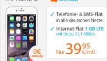 iPhone 6 ohne Zuzahlung mit Allnet- und SMS-Flat, sowie 1 GB LTE – nur 39,95 Euro monatlich