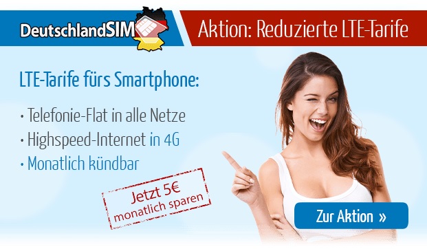 DeutschlandSIM Aktion - Reduzierte LTE 4G Allnet-Flat Tarife