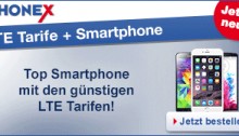 Top-Smartphones mit Top-LTE-Allnet-Flats ab 19,95 Euro monatlichem Paketpreis bei Phonex