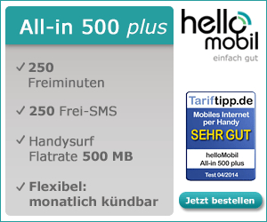 helloMobil.de Smartphone-Tarif All-in 500 plus