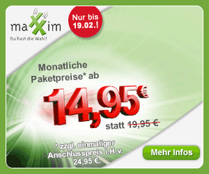 maXXim LTE Allnet-Flat Aktionstarife ab 14,95 Euro und monatlich kündbar