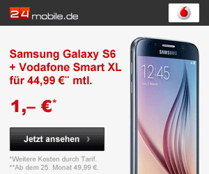24mobile.de Smartphone-Angebot - Das Samsung Galaxy S6 mit dem Vodafone Smart XL Smartphone-Tarif ab 1 Euro Zuzahlung