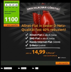 Crash-Tarife Deal im März 2015 - Allnet-Flat in bester D-Netz Qualität fast 60 Prozent reduziert