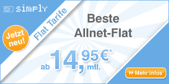 Der günstige simply Smartphone Allnet-Flat Tarif Flat XM 1000 plus zum Aktionspreis für nur 14,95 Euro monatlich