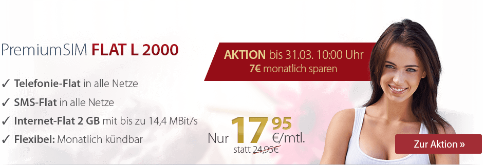 PremiumSIM Smartphone Allnet-Flat Aktionstarif Flat L 2000
