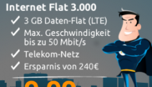 Aktueller Crash-Deal – 3GB Telekom LTE-Datenflat nur 9,99 Euro im Monat