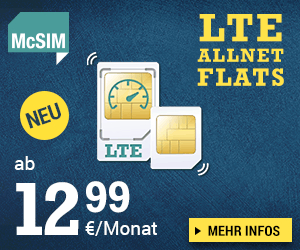 McSIM LTE 4G Allnet-Flats ohne Laufzeit ab günstigen 12,99 Euro monatlich