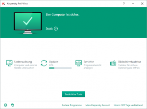 Anzeigebildschirm Updateprozess Kaspersky Anti-Virus