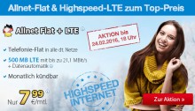 Günstiger DeutschlandSIM Aktionstarif Allnetflat mit LTE Datenflat nur 7,99 Euro monatlich