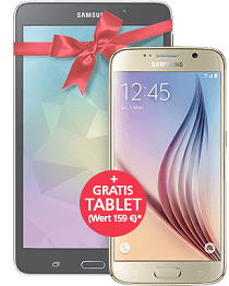 O2 Samsung Sale - Das Samsung Galaxy S6 plus gratis Samsung Galaxy Tab im Allnetflat Handytarif O2 Blue All-in M ab 29,99 Euro monatlich bei Verwendung des Gutscheincodes O2FEB2016