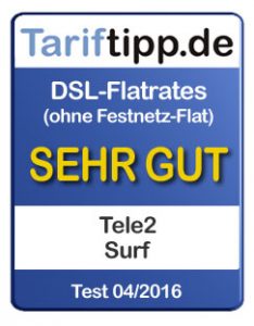 Tariftipp.de - Sehr gut - Für Tele2 DSL Internet Tarif Tele2 Surf