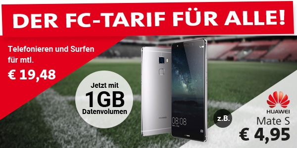 Sparhandy.de FC Tarif mit 1GB Datenflat und Huawei Mate S für nur 4,95 Euro einmalige Zuzahlung