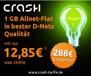 Aktueller crash Deal – klarmobil.de Allnetflat Handytarif mit 1GB Datenflat im Telekom D1-Netz nur 12,85 Euro monatlich