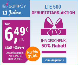 simply Geburtstagsaktion – Allnetflat Handytarife inkl. LTE Datenflats ab 6,49 Euro monatlich