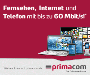 Die primacom 3er Kombi mit Glasfaser Kabelinternet, Telefon und digitales HD TV