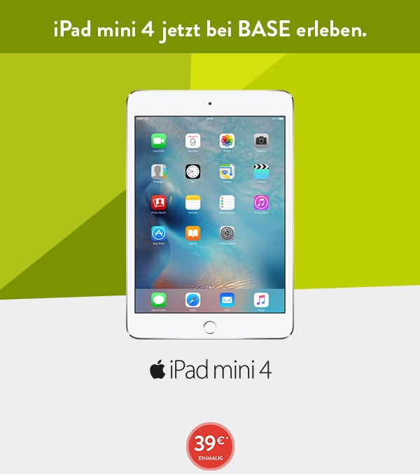 Jetzt bei BASE – Das iPad mini 4 mit 3 GB LTE Datenflat