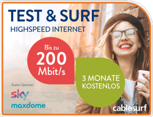 cablesurf Test und Surf Aktion - 3 Monate Kabel Internet von cablesurf testen