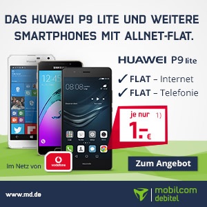 mobilcom-debitel Angebot im Juni - Das Huawei P9 lite für einmalig 1 Euro mit dem Vodafone Comfort Allnet für 19,99 Euro monatlich