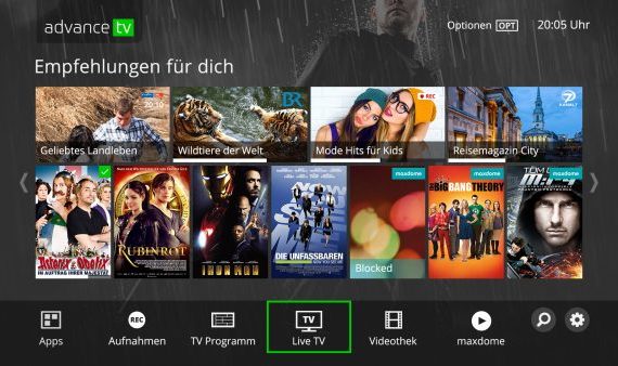 advance-TV Home Menü