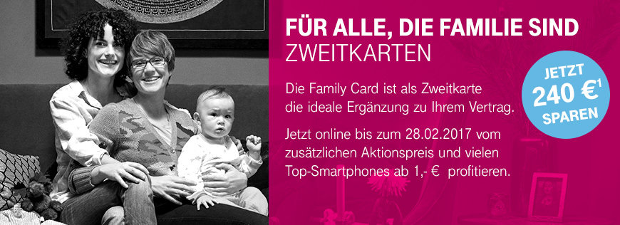 Top Smartphones für 1 Euro in den Telekom Family Card Tarifen
