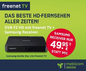 freenet TV Bundle: Vertrag + Samsung DVB-T2 HD-Receiver GX-MB 540 TL