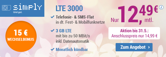LTE Tariftipp: Reduzierte Anschlusspreise bei simply