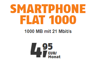 Sparangebot: klarmobil Smartphone-Flat mit 1000 MB Datenflat im Vodafone D2-Netz nur 4,95 Euro monatlich