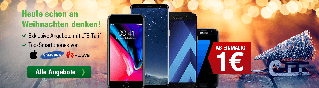 Top Smartphones ab 1 Euro mit einem smartmobil.de Allnetflat Handyvertrag im Bundle
