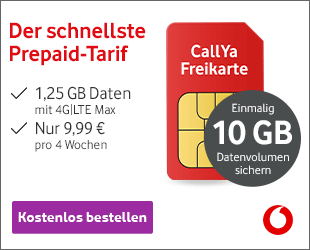 Tariftipp: Mehr LTE-Highspeed für Vodafone D2 CallYa Prepaid-Kunden zum gleichen Preis
