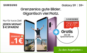 Drillisch Online AG Aktion - Gratis SD-Speicherkarte zum Samsung Galaxy S9 und Galaxy S9+