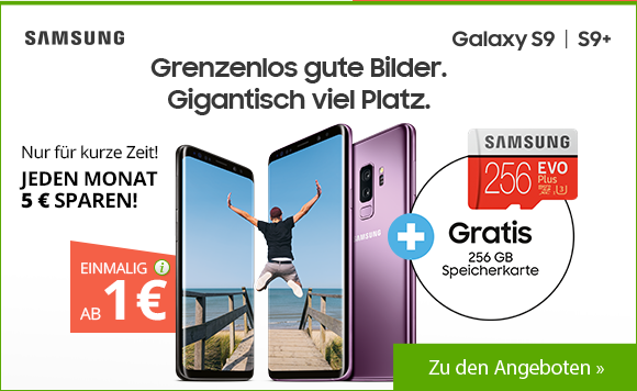 Gratis Speicherkarte beim Kauf eines Galaxy S9 I S9+ – Aktion bei vielen Drillisch Online Marken
