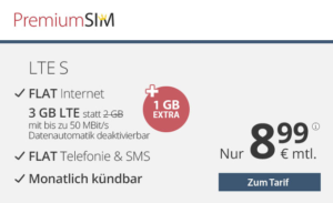 PremiumSIM Spar-Tipp - Allnetflat Handytarif LTE S