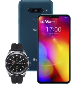 Das LG V40-ThinQ Smartphone mit Watch-W7