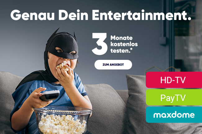 PŸUR Aktionsangebot: TV-Entertainment 3 Monate kostenlos testen und bis zu 51 Euro sparen